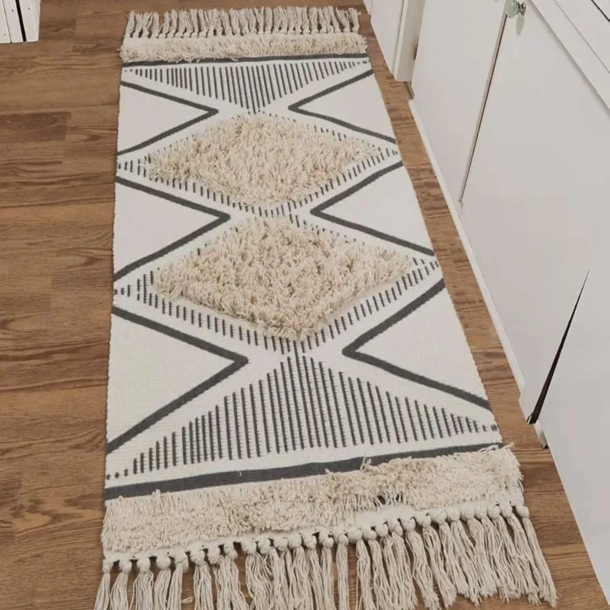 GENERICO - Pack de 2 Bajada de Cama de Lino estilo boho  medida 60 cm x 90 cm