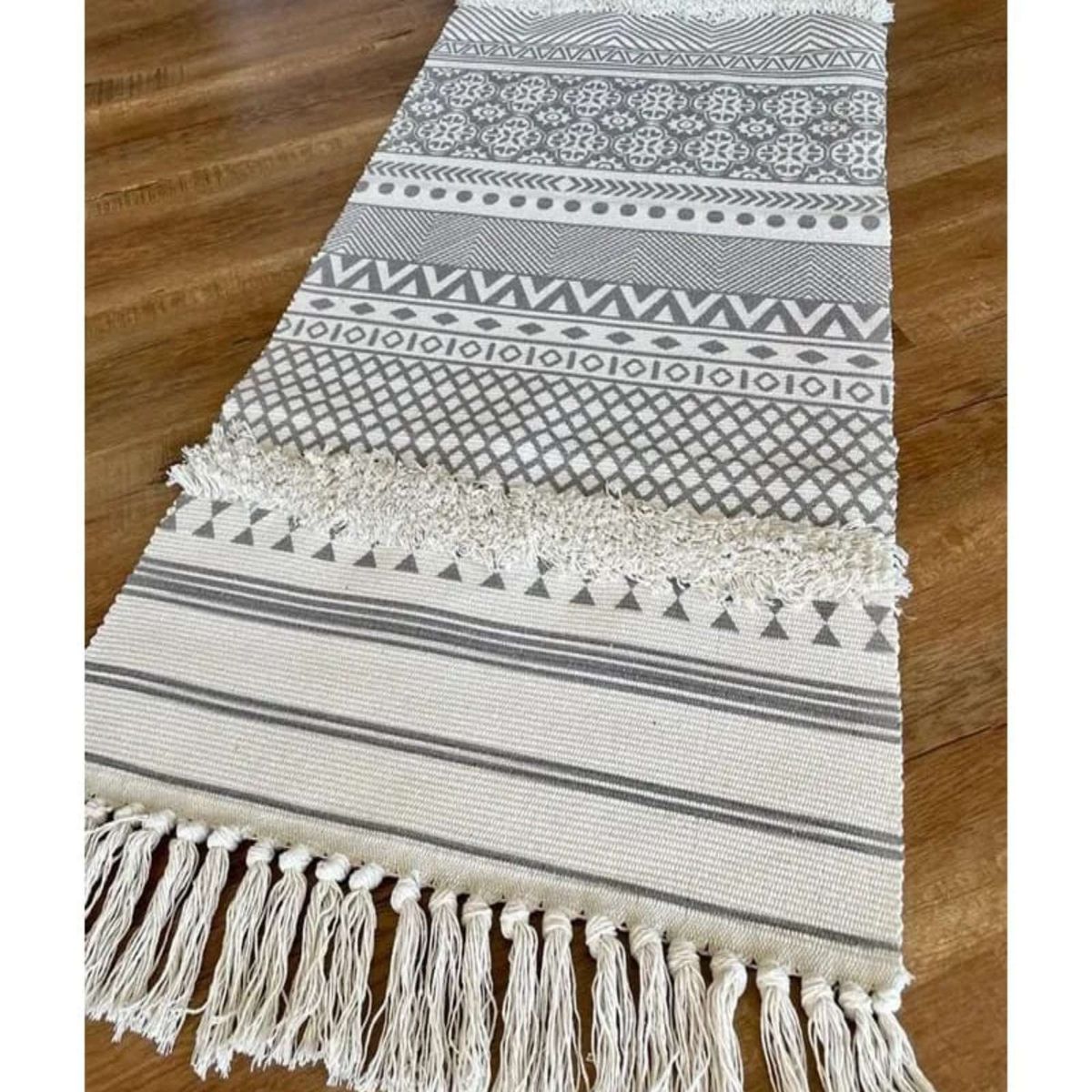 GENERICO - Pack de 2 Bajada de Cama de Lino estilo boho  medida 60 cm x 90 cm