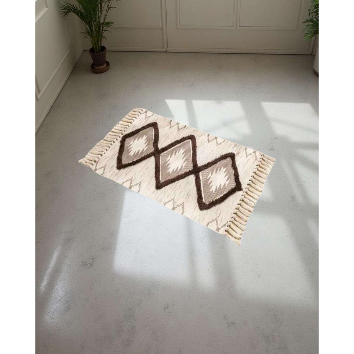 GENERICO - Pack de 2 Bajada de Cama de Lino estilo boho  medida 60 cm x 90 cm