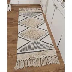 GENERICO - Bajada de Cama de Lino estilo boho medida 60 cm x 90 cm