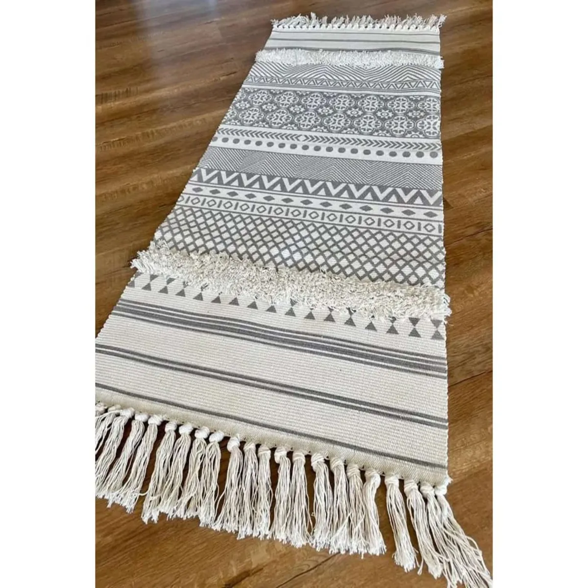 GENERICO - Bajada de Cama de Lino estilo boho  medida 60 cm x 90 cm