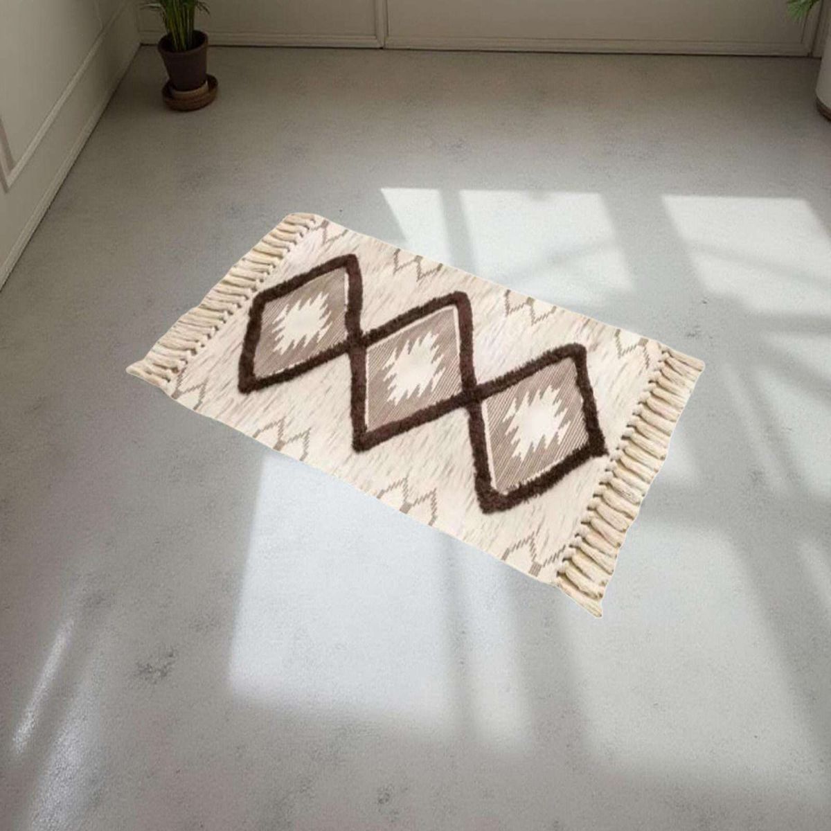 GENERICO - Bajada de Cama de Lino estilo boho  medida 60 cm x 90 cm