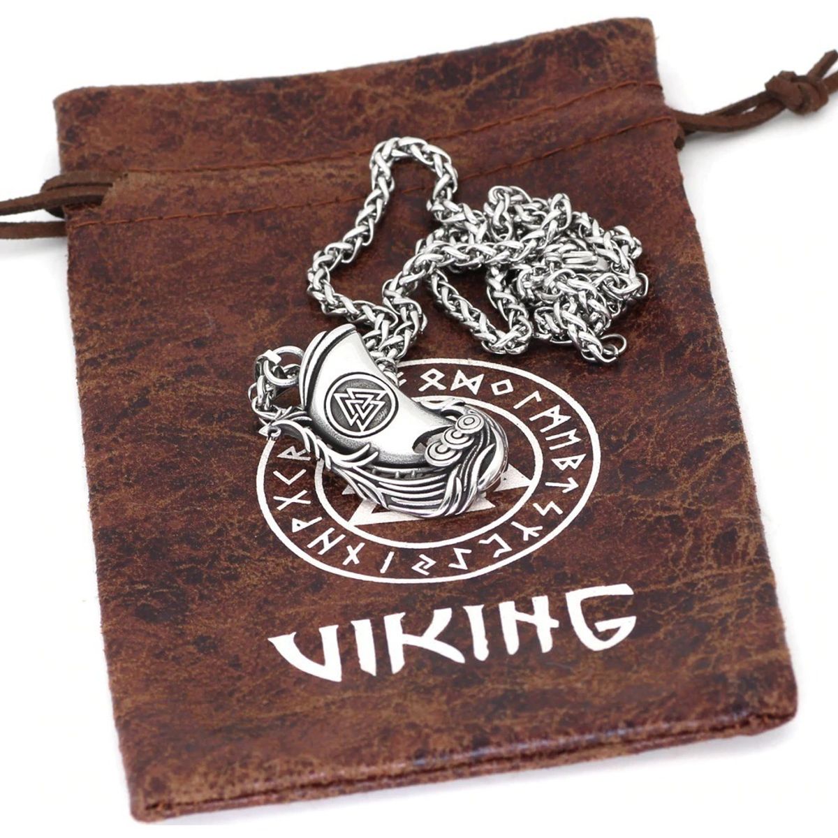 GENERICO - Collar Vikingo Valknut Barco Acero Hombre