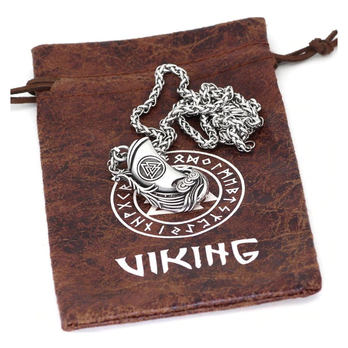 GENERICO - Collar Vikingo Valknut Barco Acero Hombre