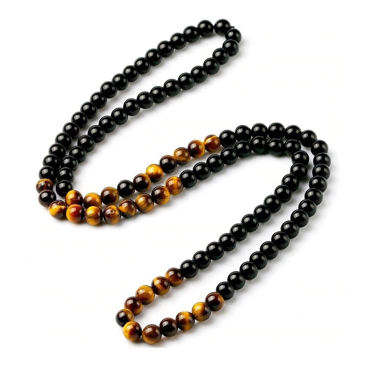 GENERICO - Collar De Piedra Onix Y Ojo De Tigre 8mm Hombre Mujer 2020