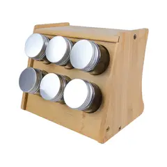 GENERICO - Especiero Madera 6 Frascos Organizador Condimentos Mesa