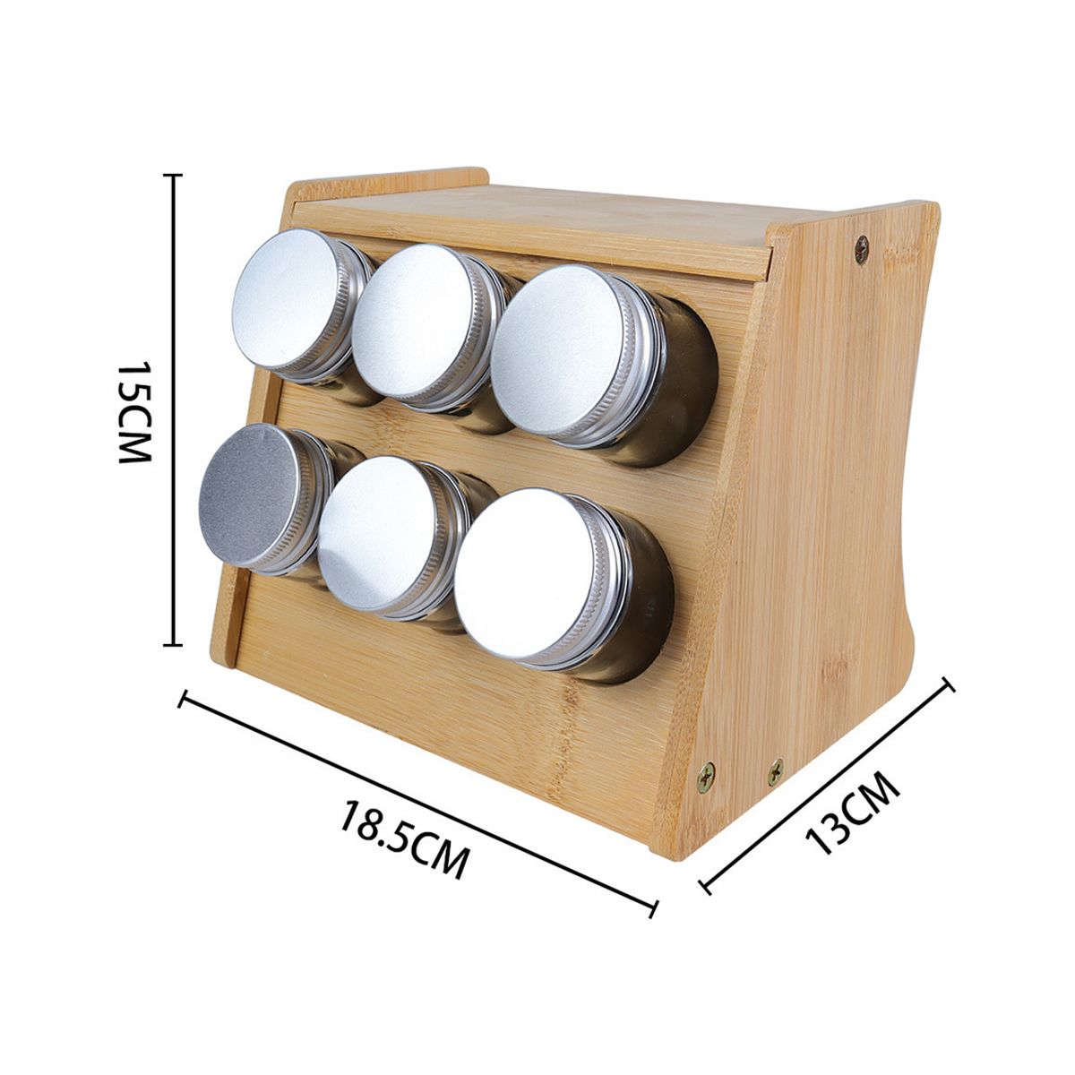 GENERICO - Especiero Madera 6 Frascos Organizador Condimentos Mesa