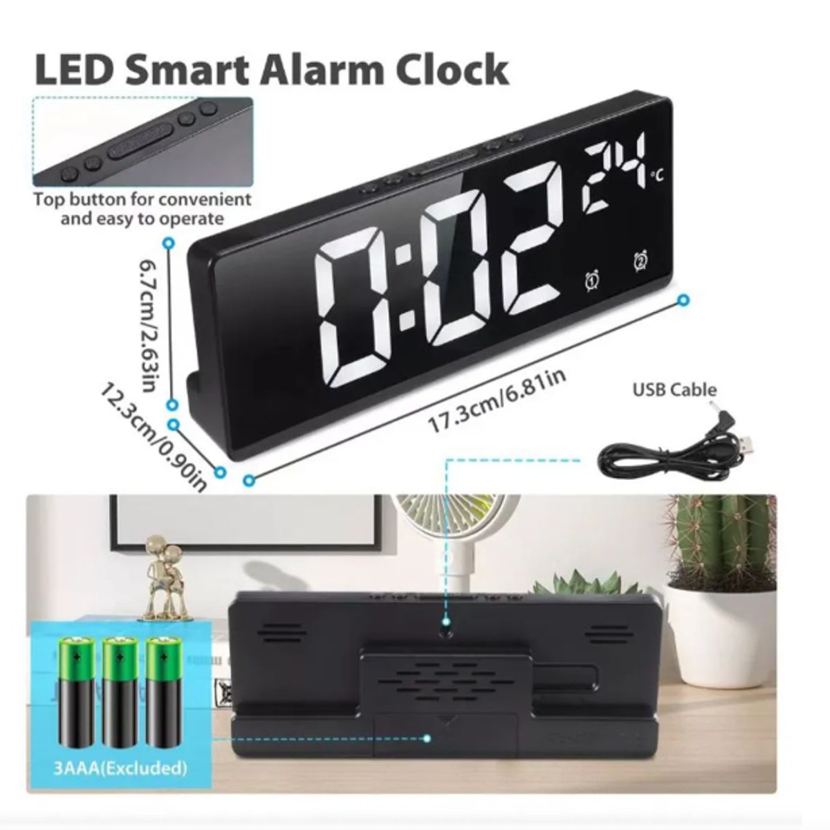 GENERICO - Reloj Despertador Digital Mesa Led De Escritorio Con Alarma