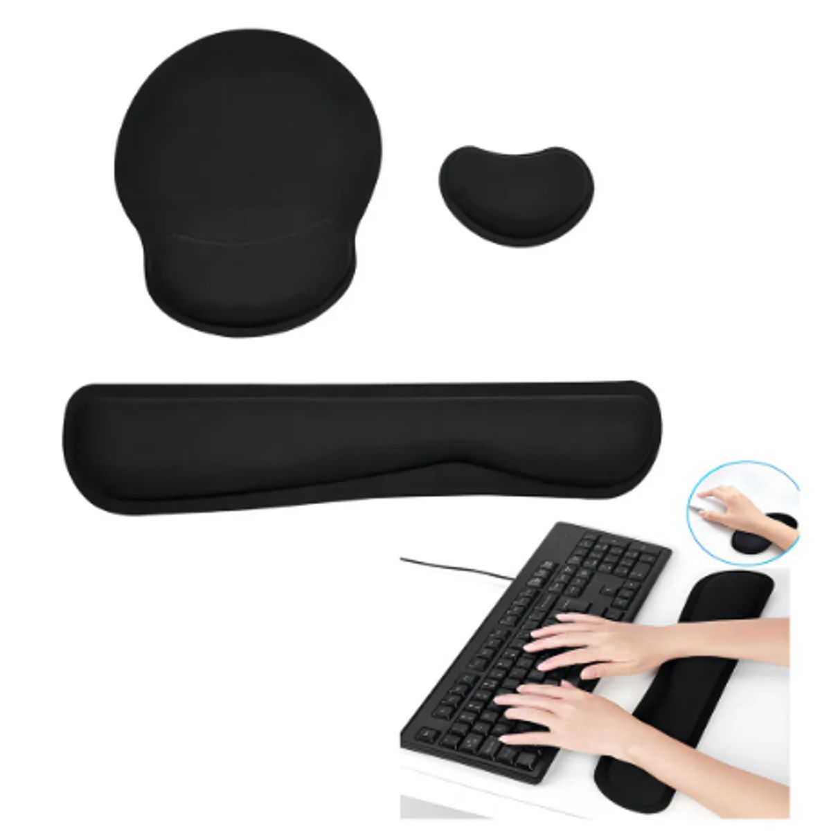 GENERICO - Alfombrilla Ratón Ergonomico Reposamuñecas AntideslizanteColor Negro