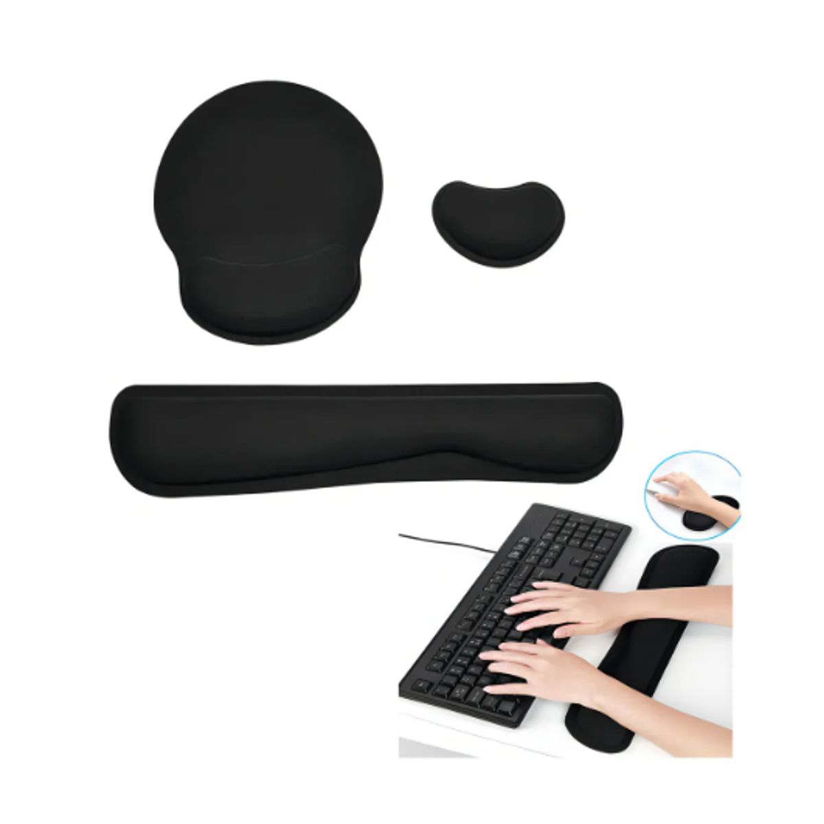 GENERICO - Alfombrilla Ratón Ergonomico Reposamuñecas AntideslizanteColor Negro