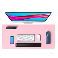GENERICO - Alfombrilla Mousepad Cuero Cubierta Escritorio 80x40 Cm - Color Rosa