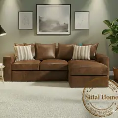 SITIAL HOME - Seccional Tennesse Cafe cuero sintetico envejecido Resortes tecnologia full comfort plus