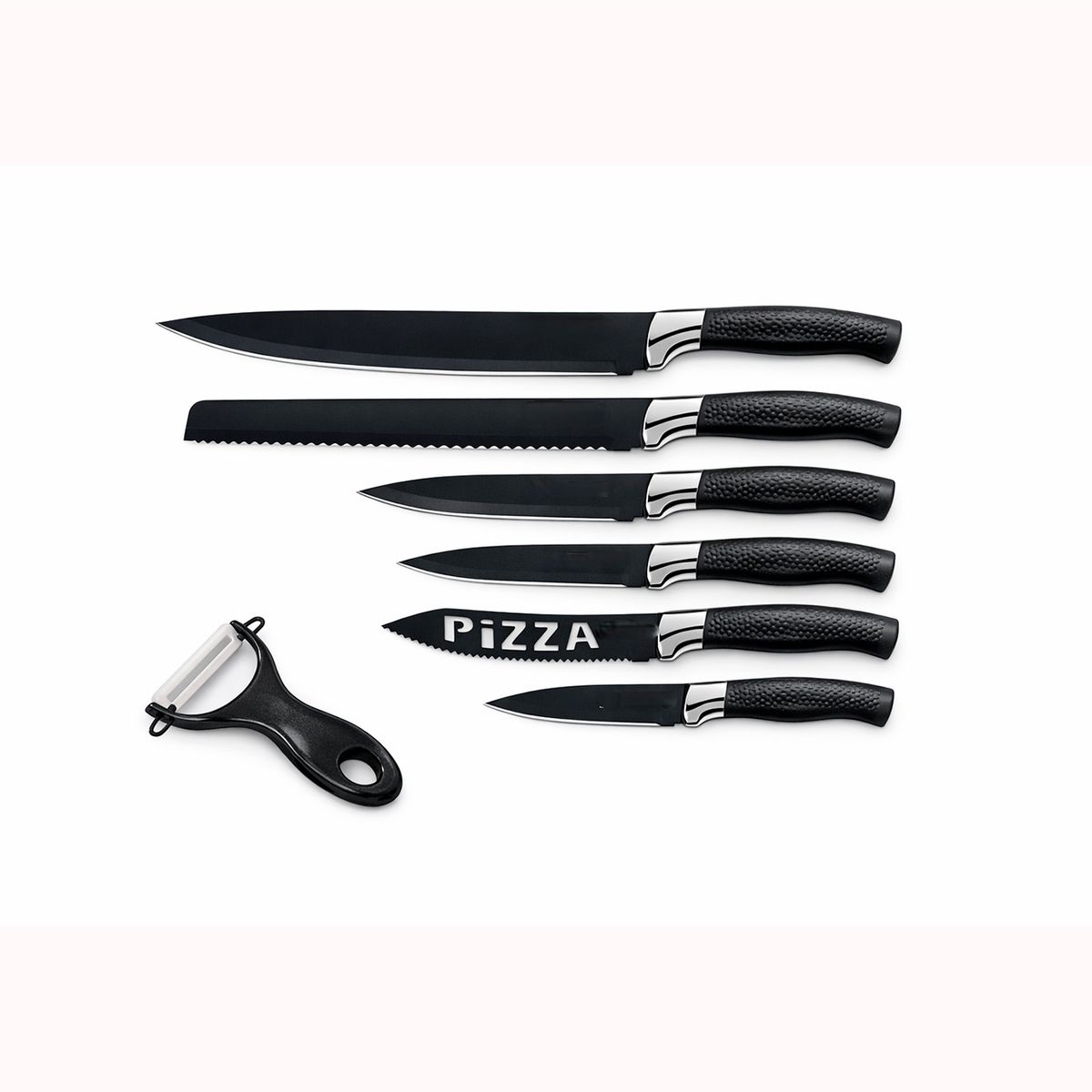 GENERICO - Set de 6 cuchillos de Cocina Color Negro