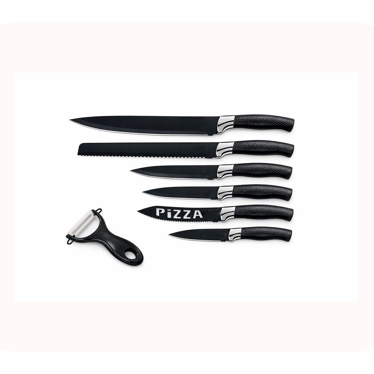 GENERICO - Set de 6 cuchillos de Cocina Color Negro