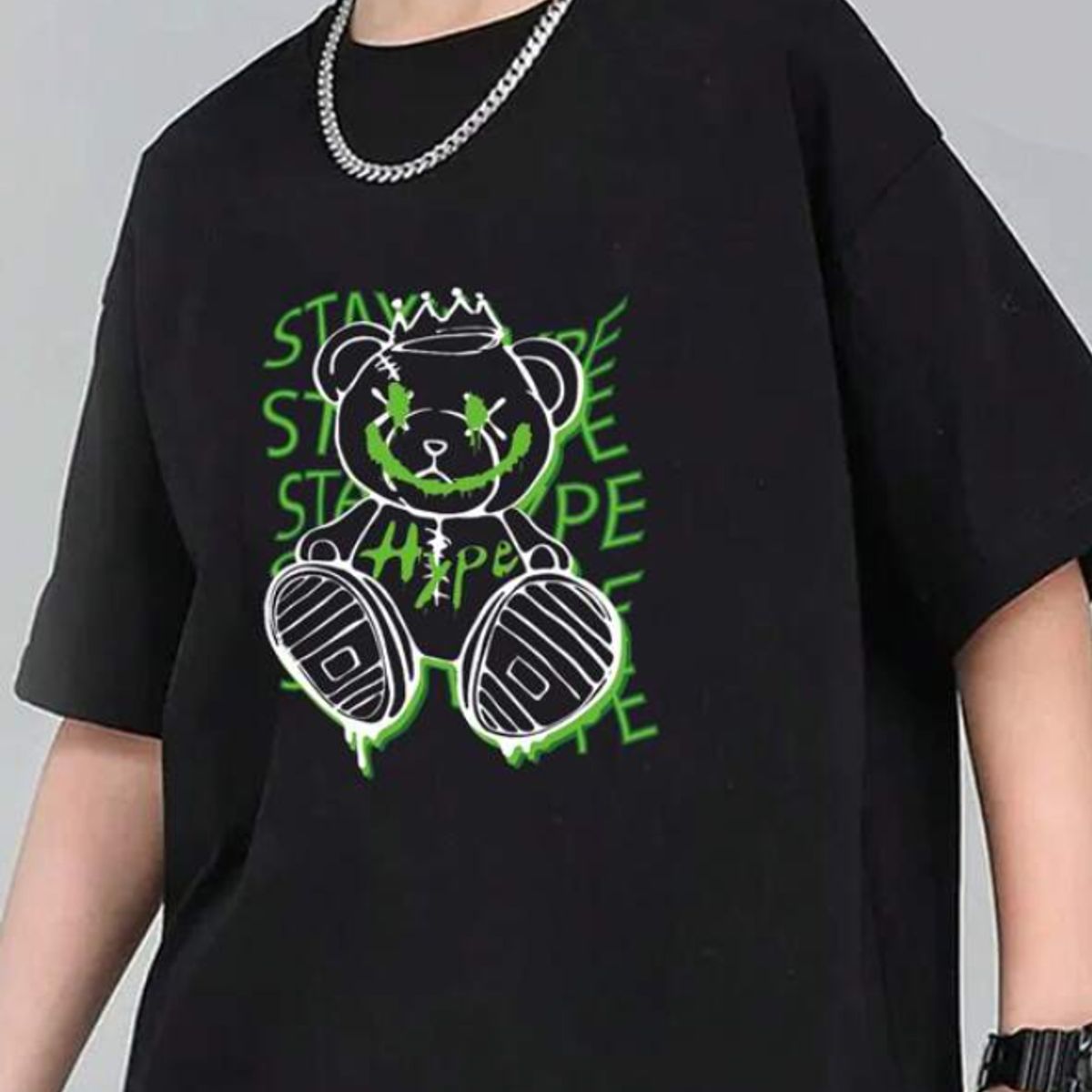 KIRAMA CLOTHING STORE - Camiseta Infantil Stay Hope con oso gráfico - Negra