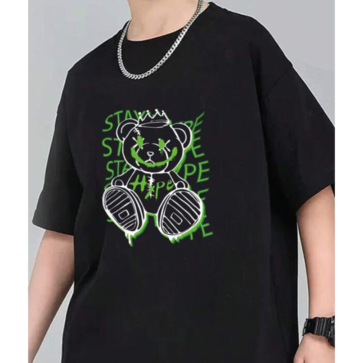 KIRAMA CLOTHING STORE - Camiseta Infantil Stay Hope con oso gráfico - Negra