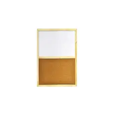 GENERICO - Pizarra Blanca Mixto Con Corcho Borde De Madera 50X70 cm