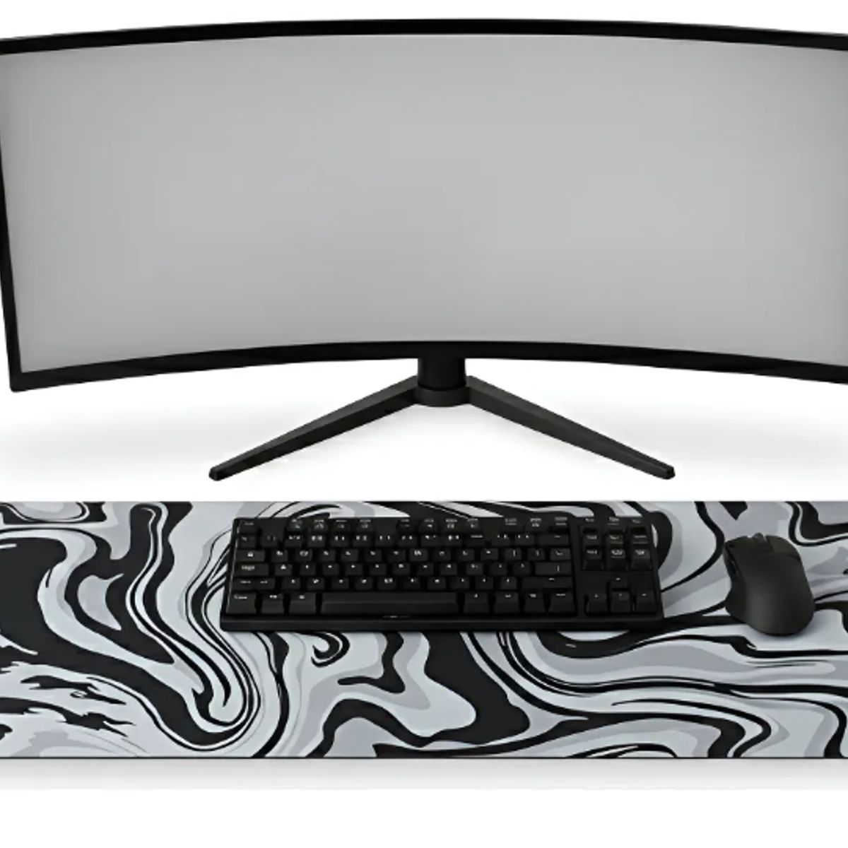 GENERICO - Mousepad Gamer Xl Blanco Negro Gris Y Rosado 800x300mm