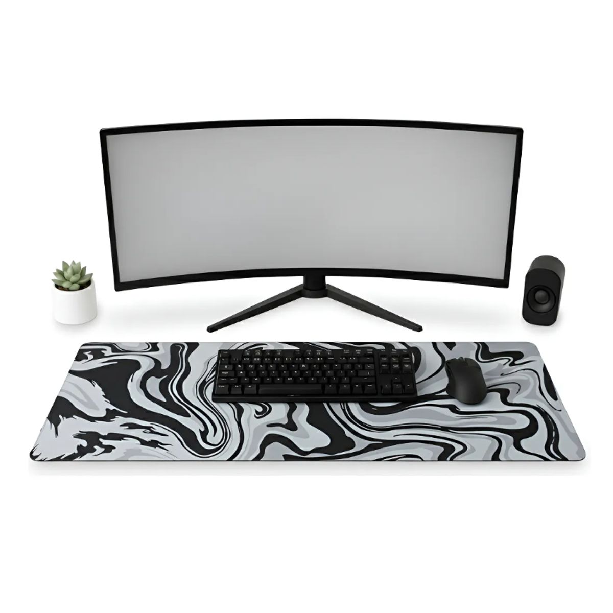 GENERICO - Mousepad Gamer Xl Blanco Negro Gris Y Rosado 800x300mm