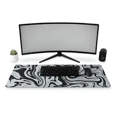 GENERICO - Mousepad Gamer Xl Blanco Negro Gris Y Rosado 800x300mm