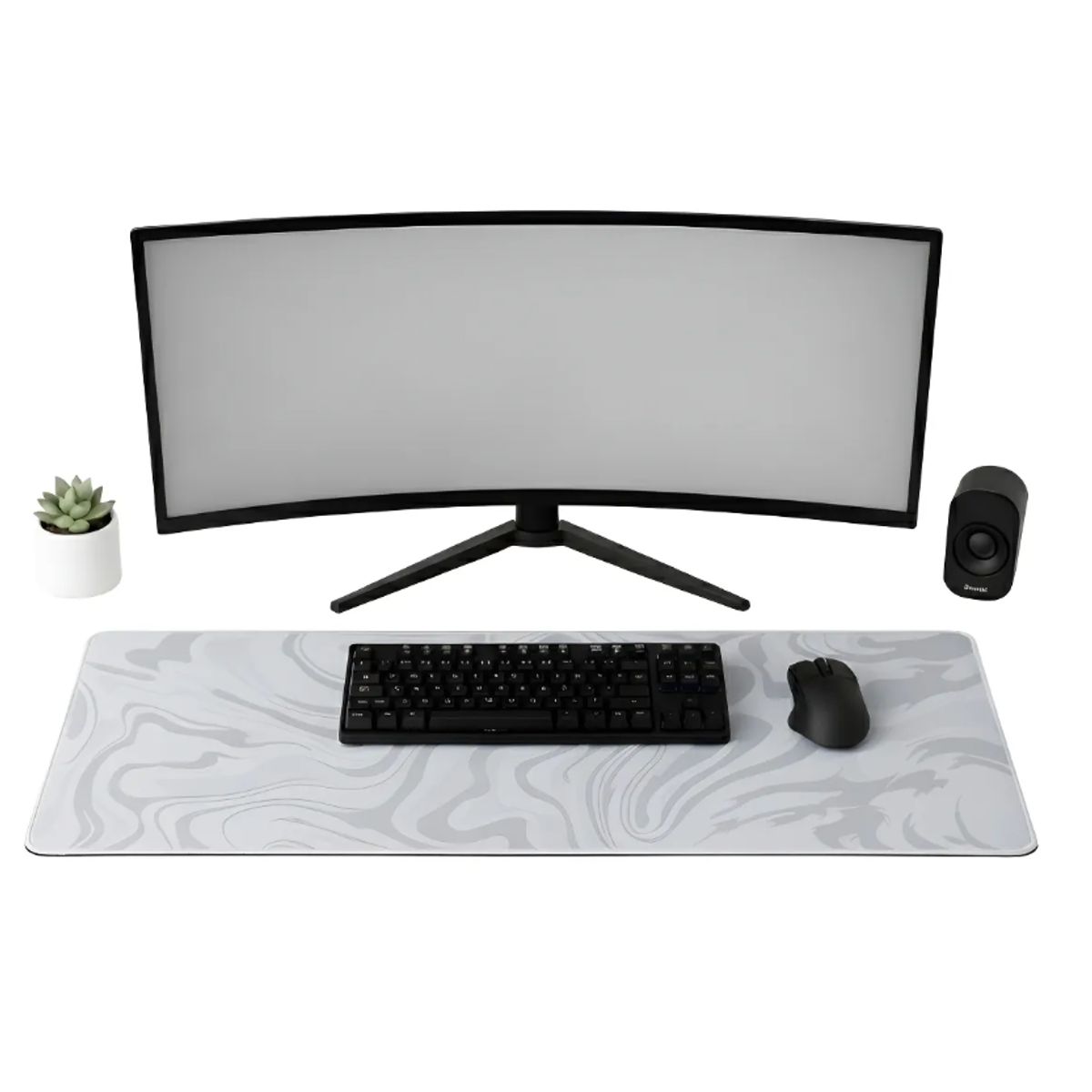 GENERICO - Mousepad Gamer Xl Blanco Negro Gris Y Rosado 800x300mm