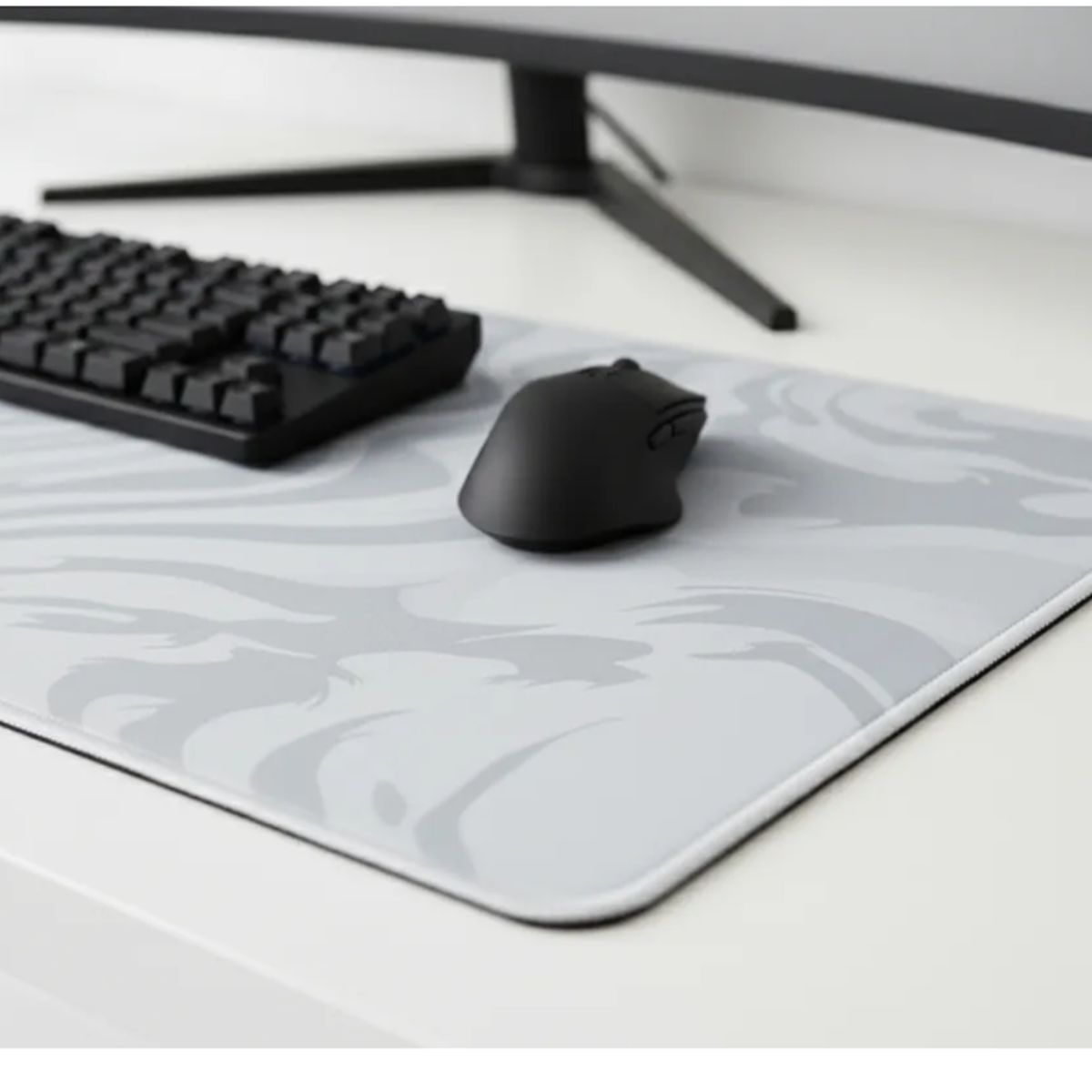 GENERICO - Mousepad Gamer Xl Blanco Negro Gris Y Rosado 800x300mm