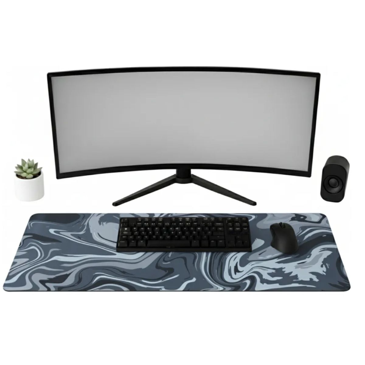 GENERICO - Mousepad Gamer Xl Blanco Negro Gris Y Rosado 800x300mm