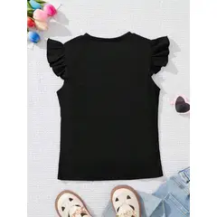 KIRAMA CLOTHING STORE - Top Infantil sin Mangas con Volantes Negro