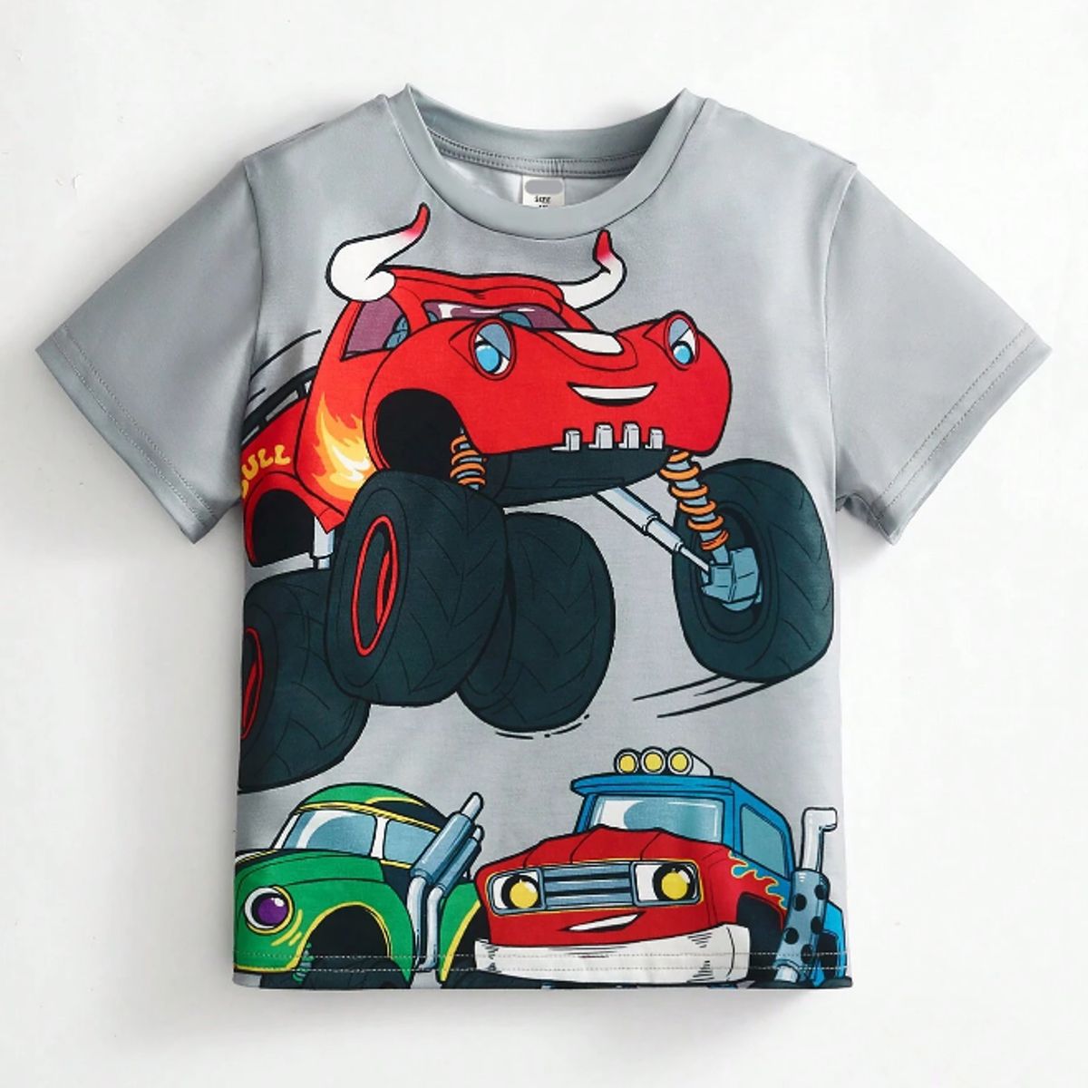 KIRAMA CLOTHING STORE - Camiseta Infantil “Bull Monster Truck”  Gris con Diseño Animado