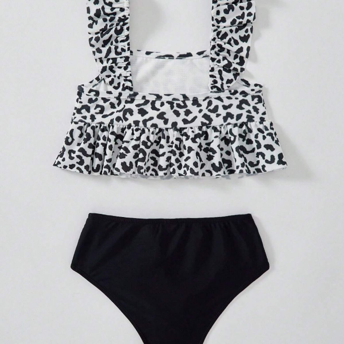KIRAMA CLOTHING STORE - Bikini Infantil con Volantes y Estampado de Leopardo  Negro