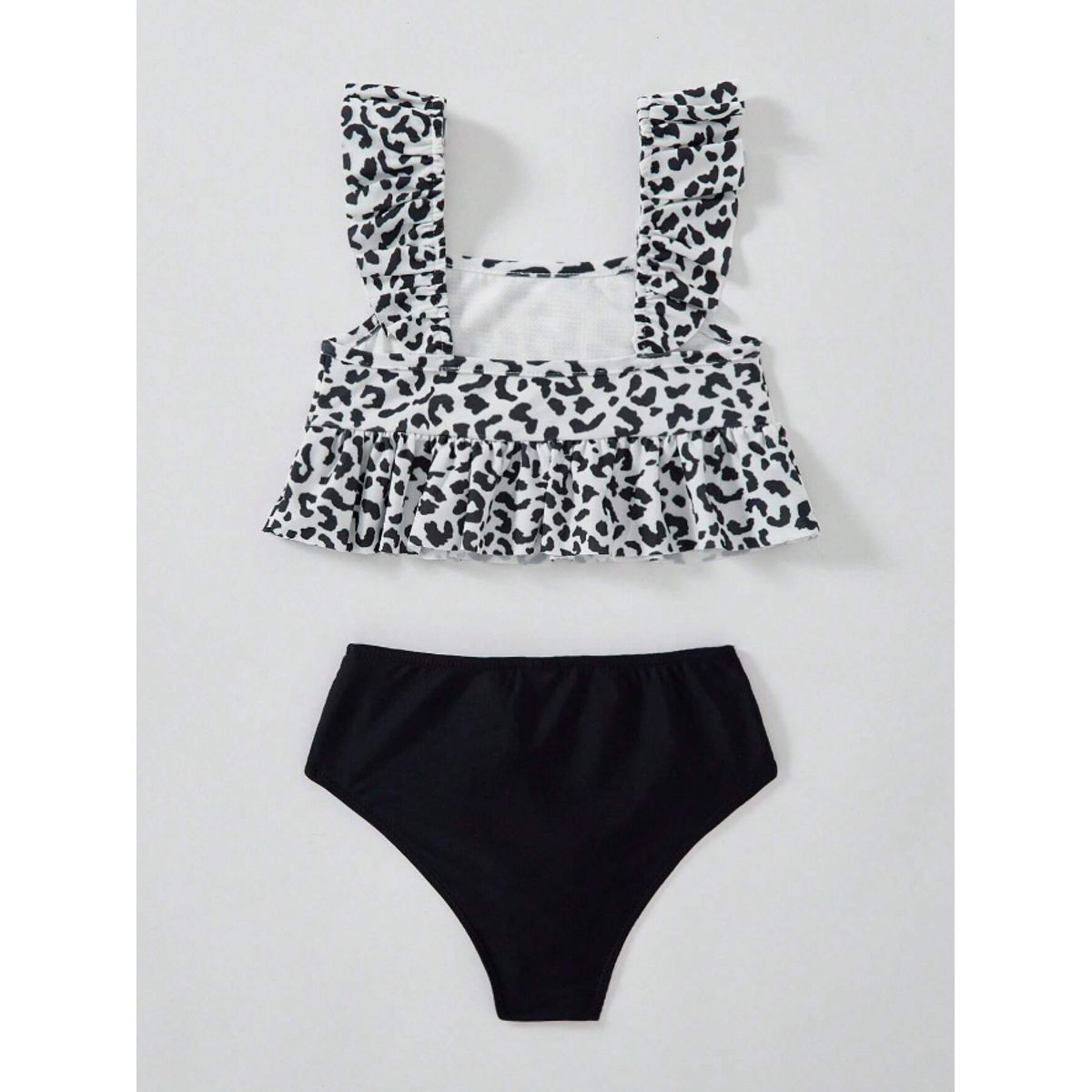 KIRAMA CLOTHING STORE - Bikini Infantil con Volantes y Estampado de Leopardo  Negro
