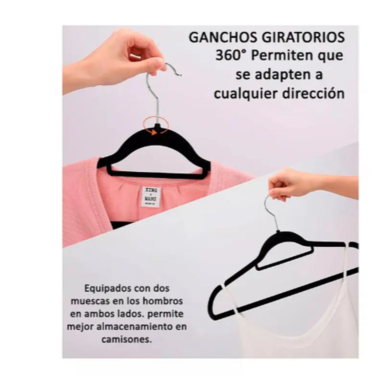 GENERICO - Colgadores De Ropa Antideslizantes Terciopelo 20 Unid Gancho