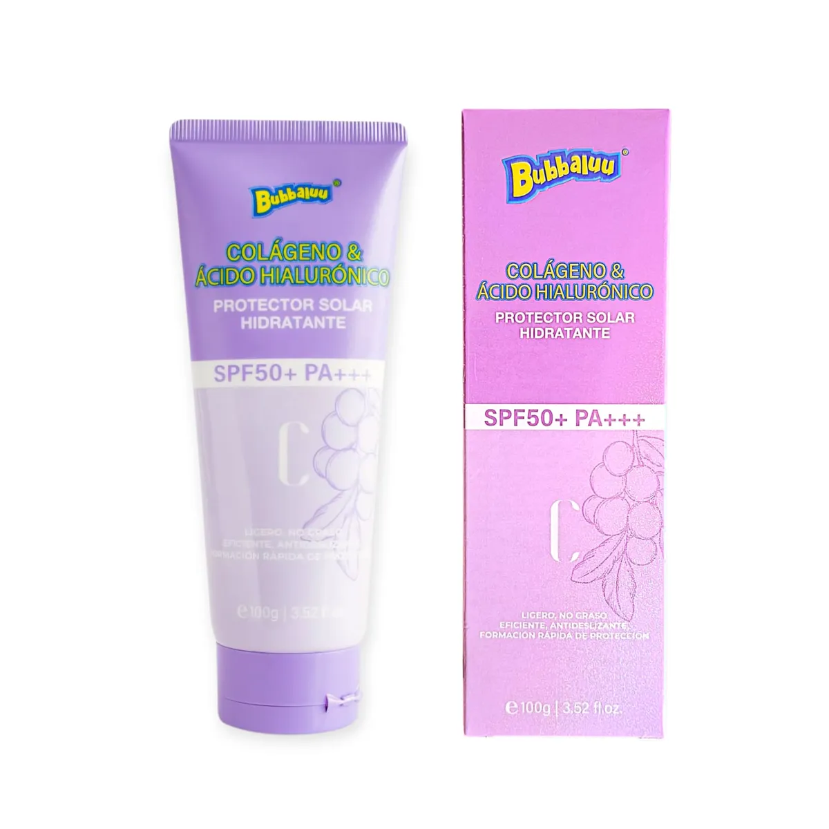 GENERICO - Protector Solar Bubbaluu SPF 50+ PA+++ con Colágeno y Ácido Hialurónico 100 g