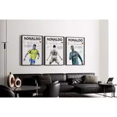 GENERICO - Set de 3 Cuadros de Cristiano Ronaldo CR7 Futbol + Marco