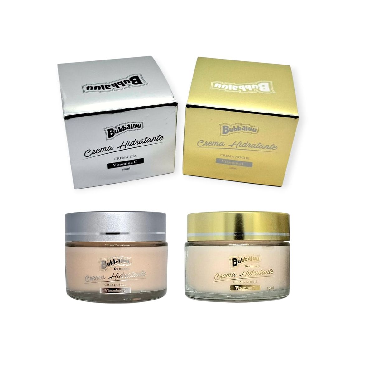 GENERICO - Set Cremas Faciales Bubbaluu Hidratantes Día y Noche con Vitamina C 50 ml x2