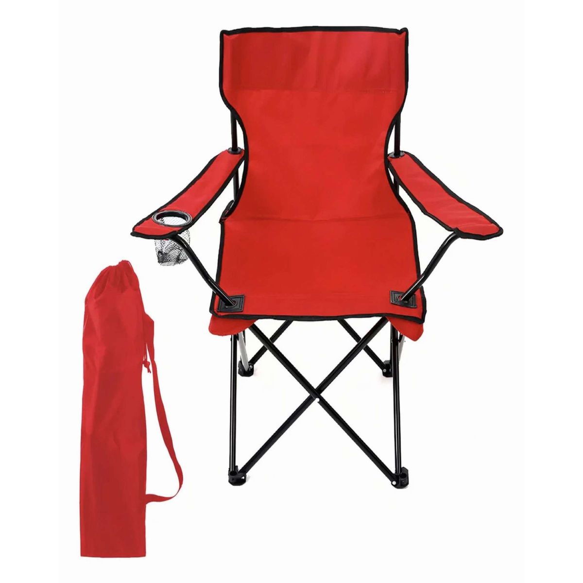 GENERICO - Sillas De Playa o Camping Plegable con Porta Vaso Rojo