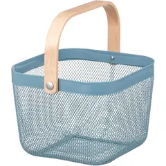 REGALITOLINDO CL - Canasto Organizador Con Mango de Madera - Celeste