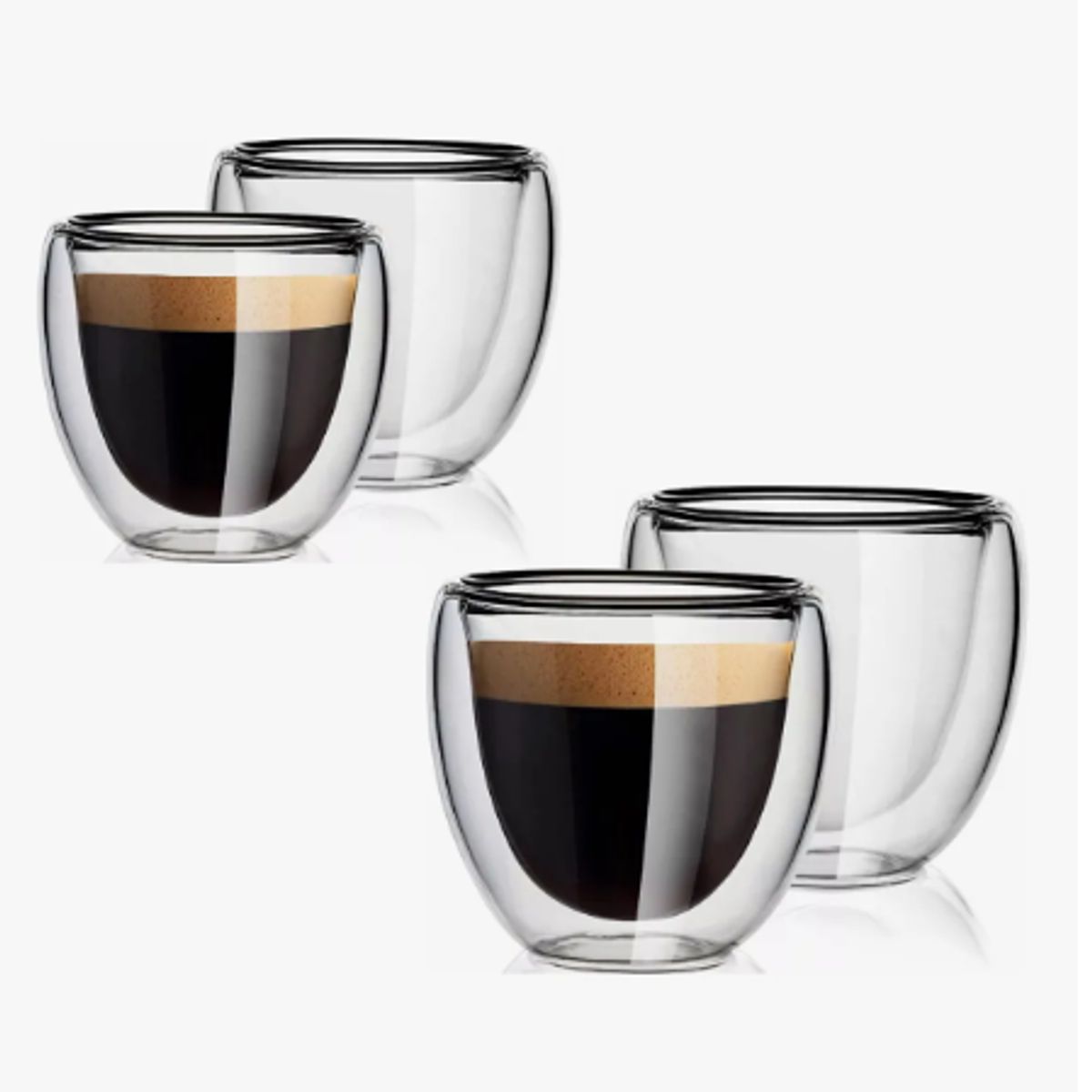 GENERICO - Set 4 Vasos Vidrio Doble Pared 250ml Café Té Transparente