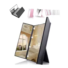 GENERICO - Espejo De Maquillaje Led Triptico De 360 Grados Negro Y Blanco