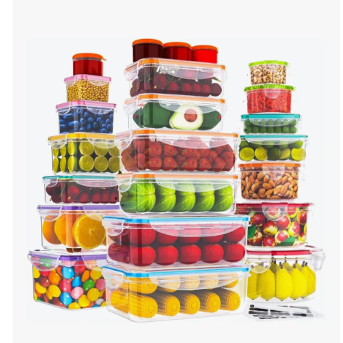 GENERICO - Set 24 Hermeticos Taper Contenedores De Alimento Recipientes Clear