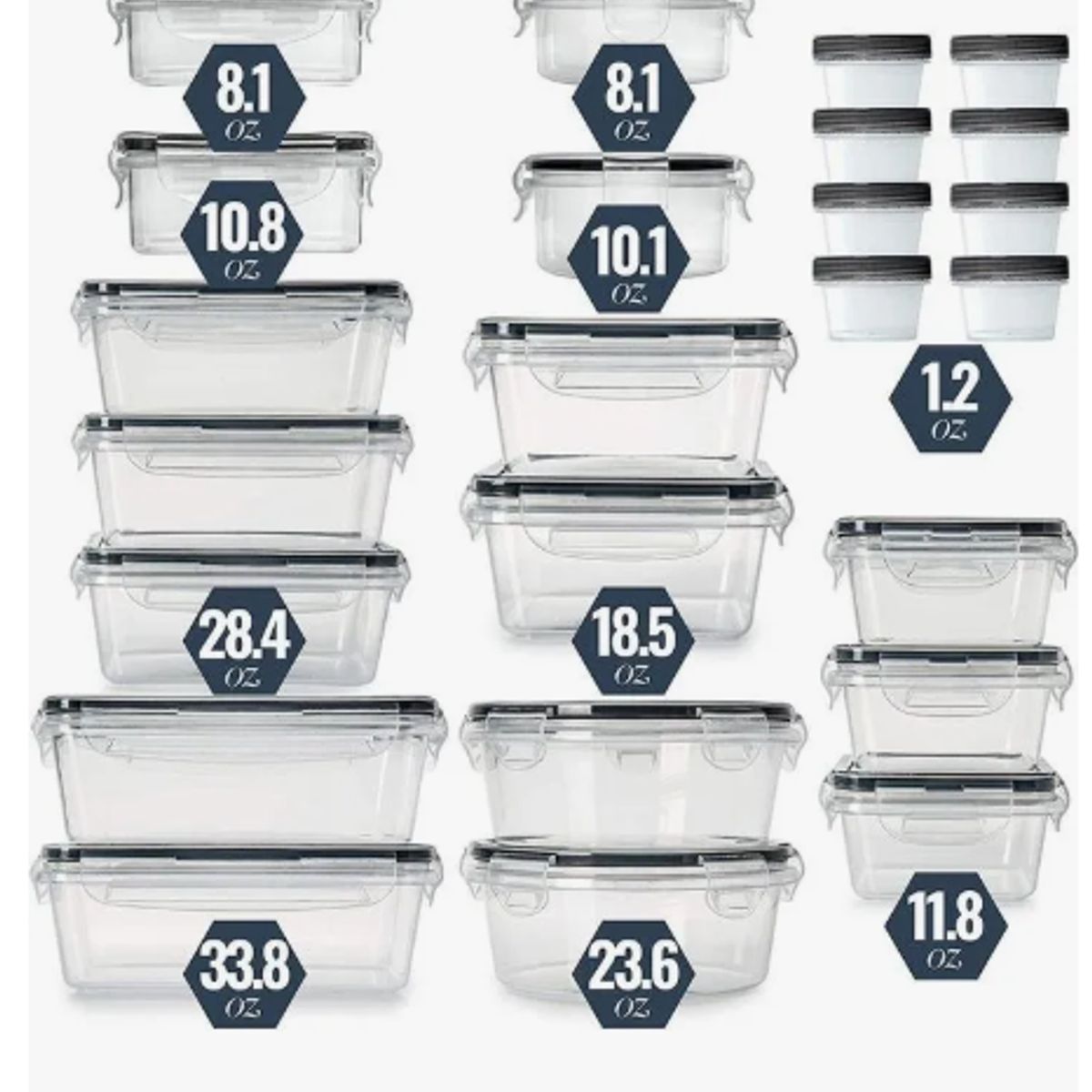 GENERICO - Set 24 Hermeticos Taper Contenedores De Alimento Recipientes Clear