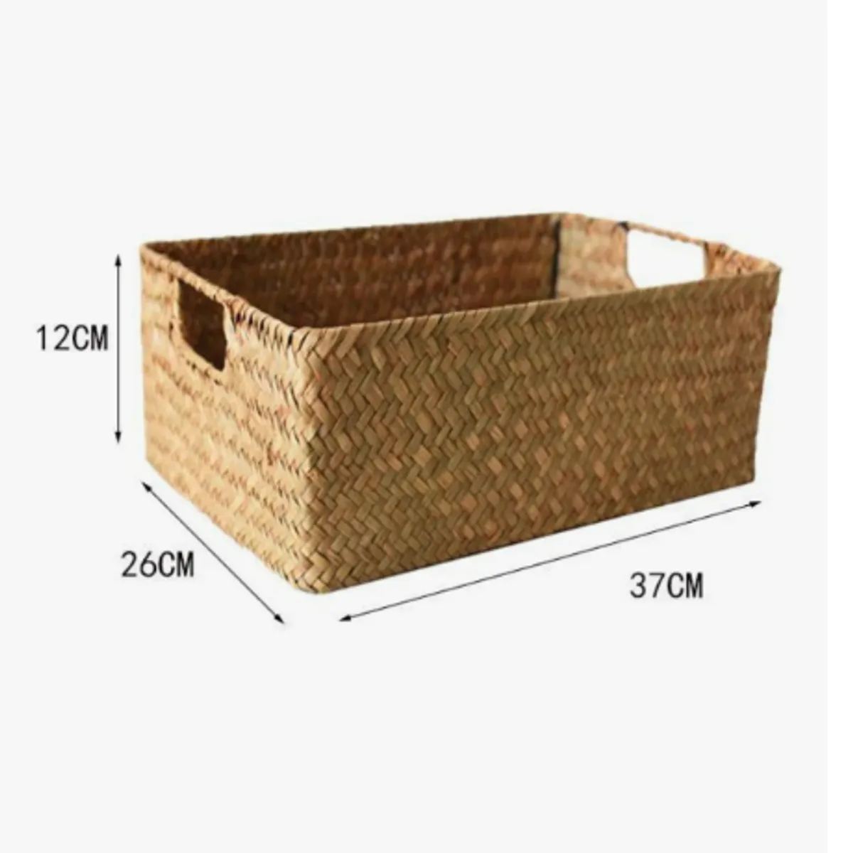 GENERICO - Cesta Organizadora Mimbre Almacenamiento Decoracion 37x26x12 Beige
