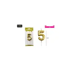 GENERICO - Vela de número 5 dorado 3.8*6CM