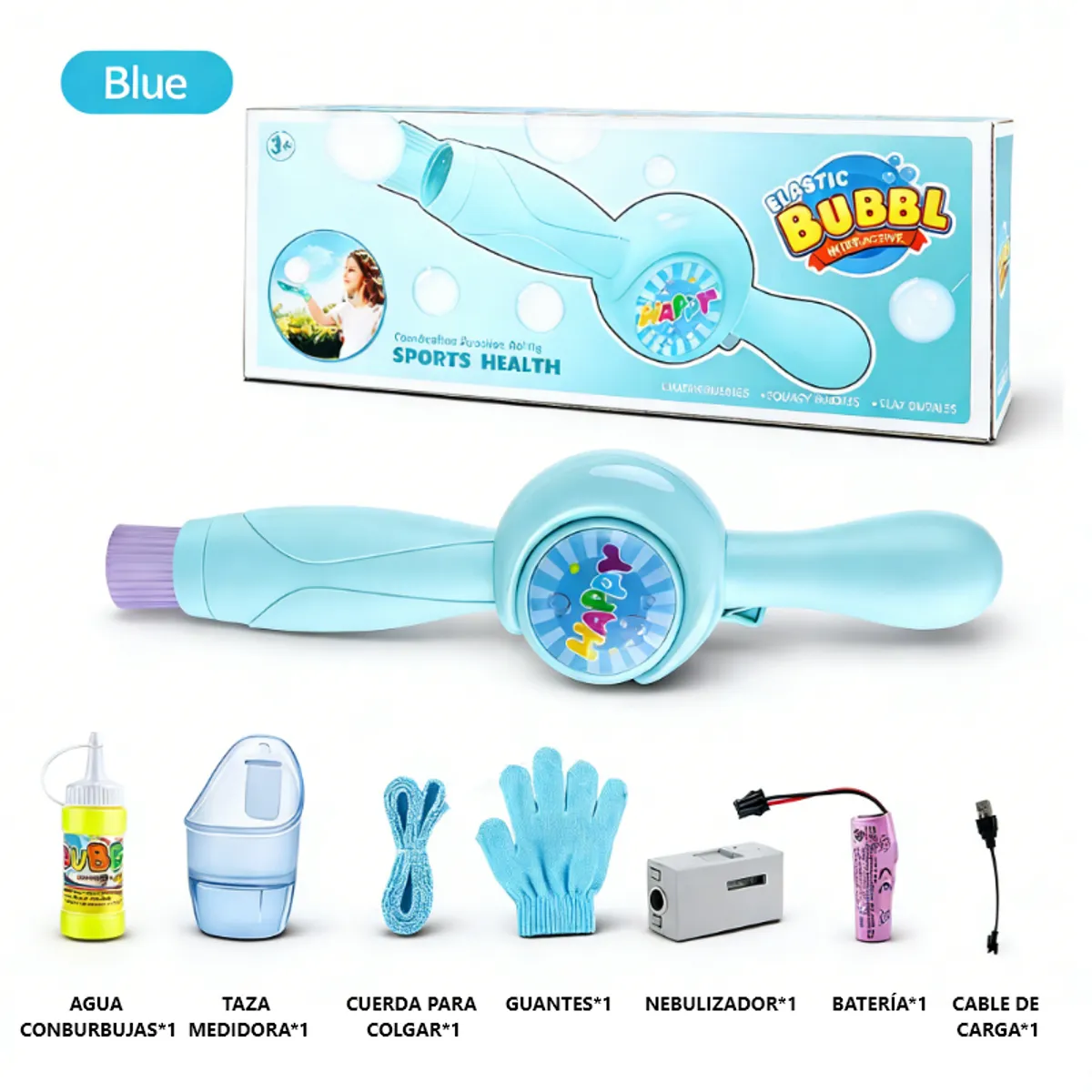 GENERICO - Máquina de Burbujas de Humo Elástica Recargable  Luces Multicolores