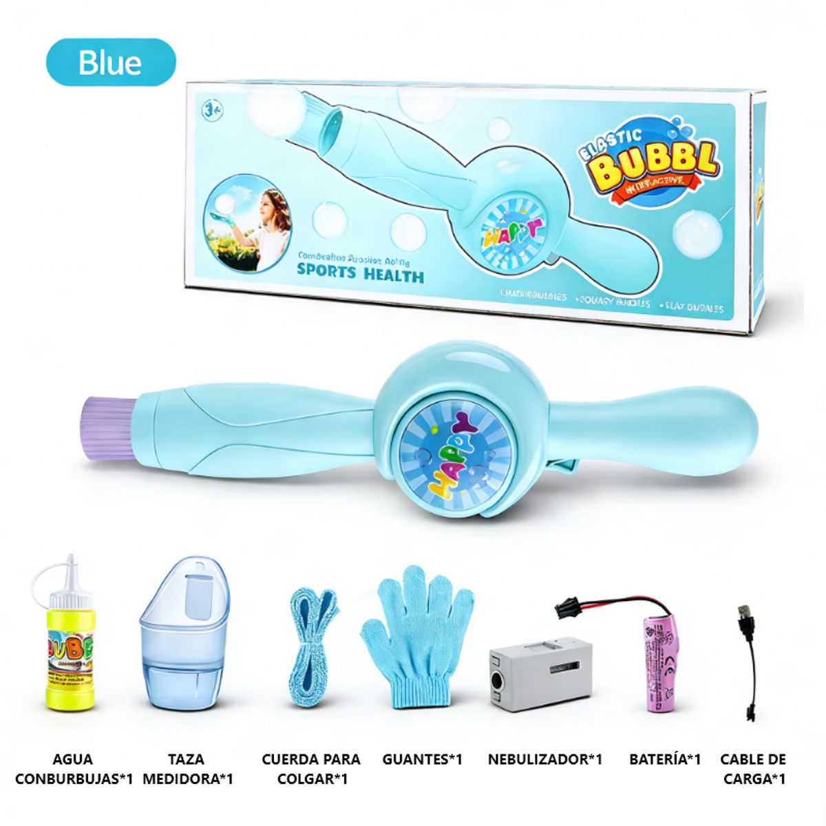 GENERICO - Máquina de Burbujas de Humo Elástica Recargable  Luces Multicolores