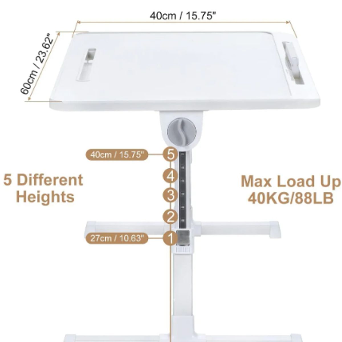 GENERICO - Mesa Cama Plegable Para Notebook Y Laptop 60x40cm Ajustable Blanco