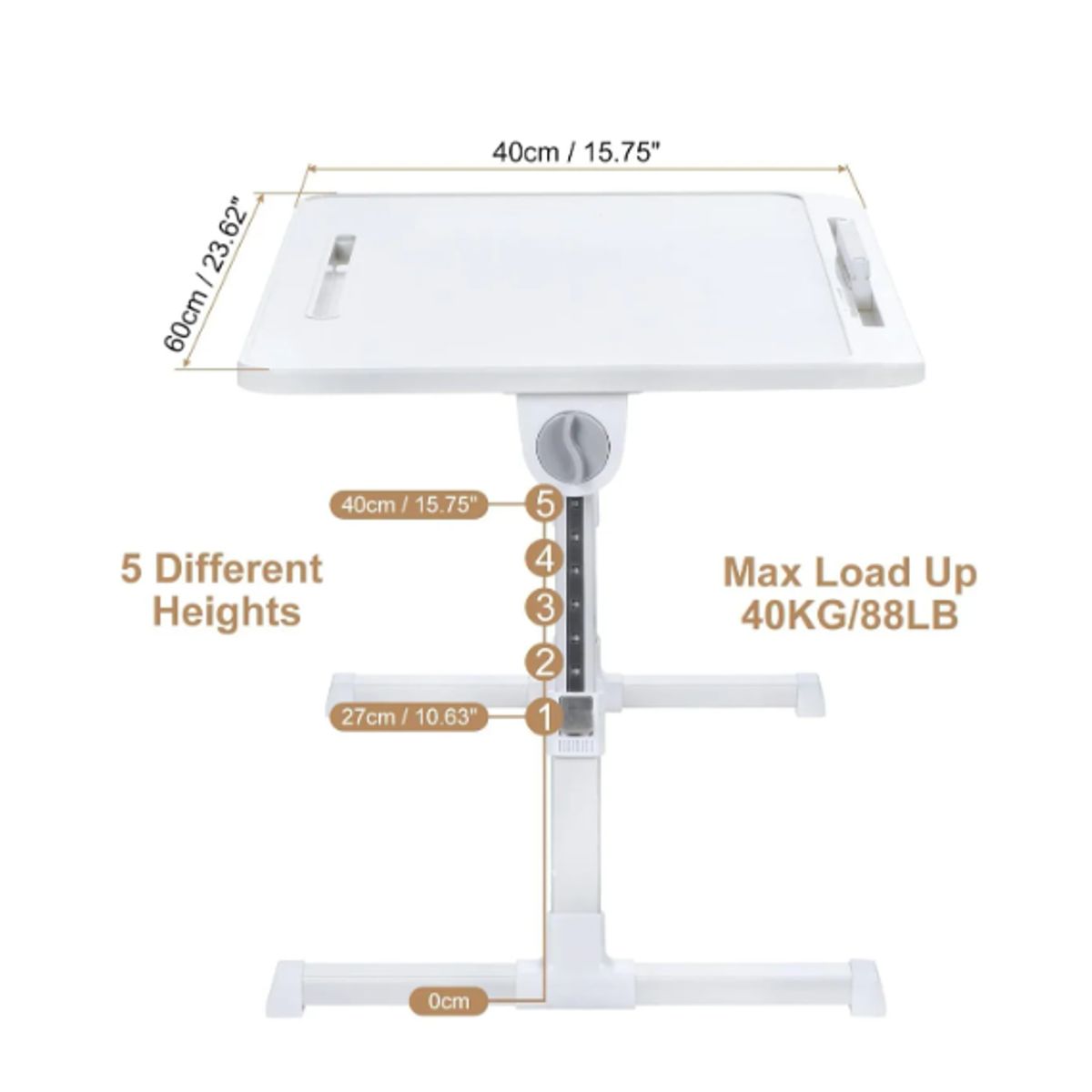 GENERICO - Mesa Cama Plegable Para Notebook Y Laptop 60x40cm Ajustable Blanco
