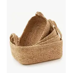 GENERICO - Juego De 4 Cestas De Almacenamiento Tejidas Cuerda De Yute Marrón