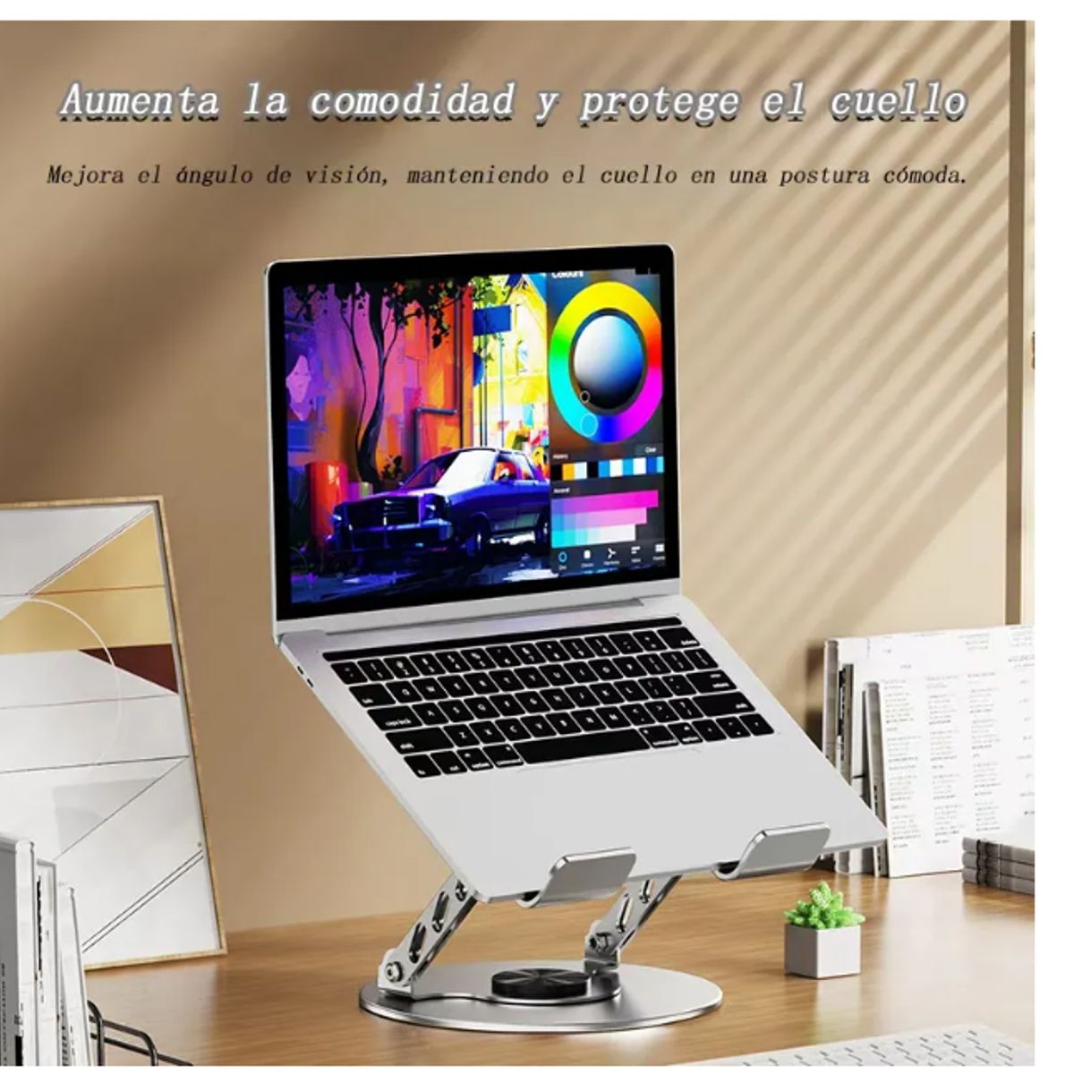GENERICO - Soporte Notebook Aluminio 360 Portatil Ajustable Y Plegable