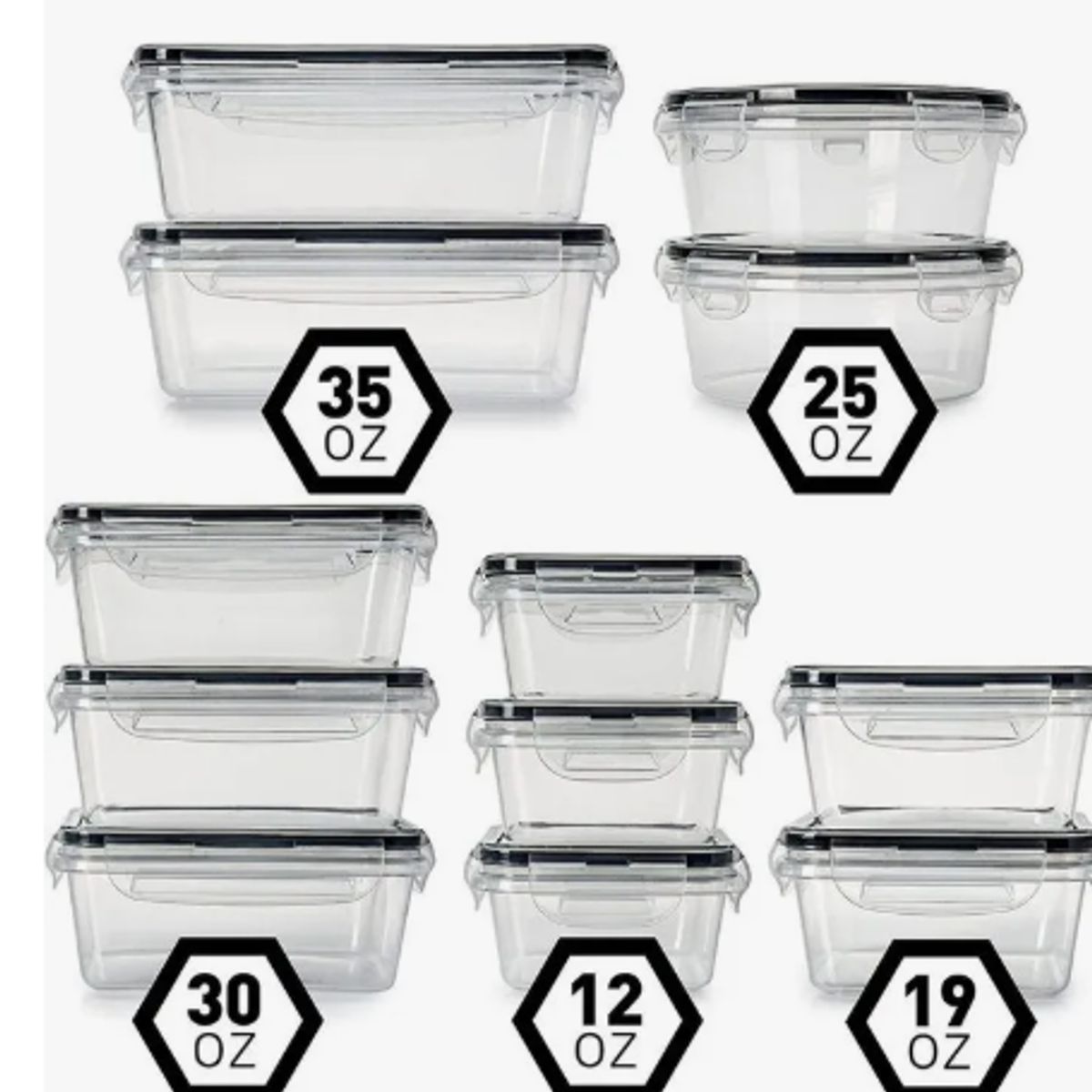 GENERICO - Set De 12 Recipientes Contenedores Herméticos Para Almacenar Clear-12